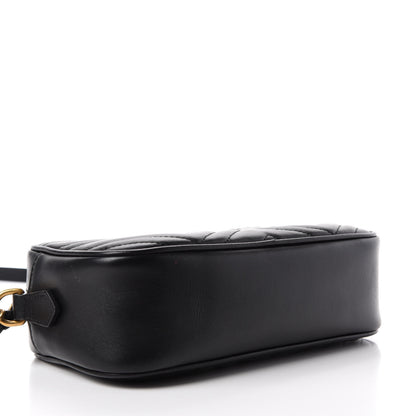 Gucci Calfskin Matelasse Small GG Marmont Chain Shoulder Bag Black 4 of 10