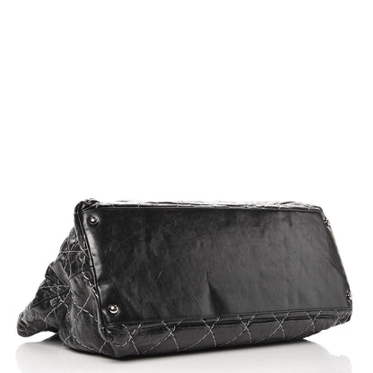 Chanel Glazed Goatskin Double Contrast Stitch Tote Black 4 of 10