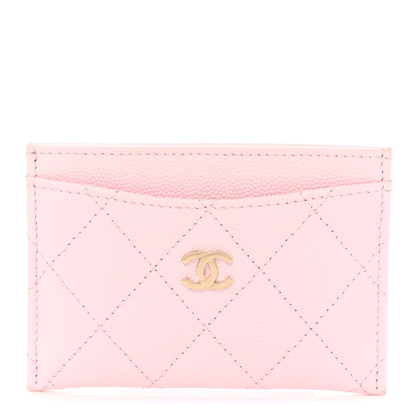Caviar Quilted Card Holder Light Pink