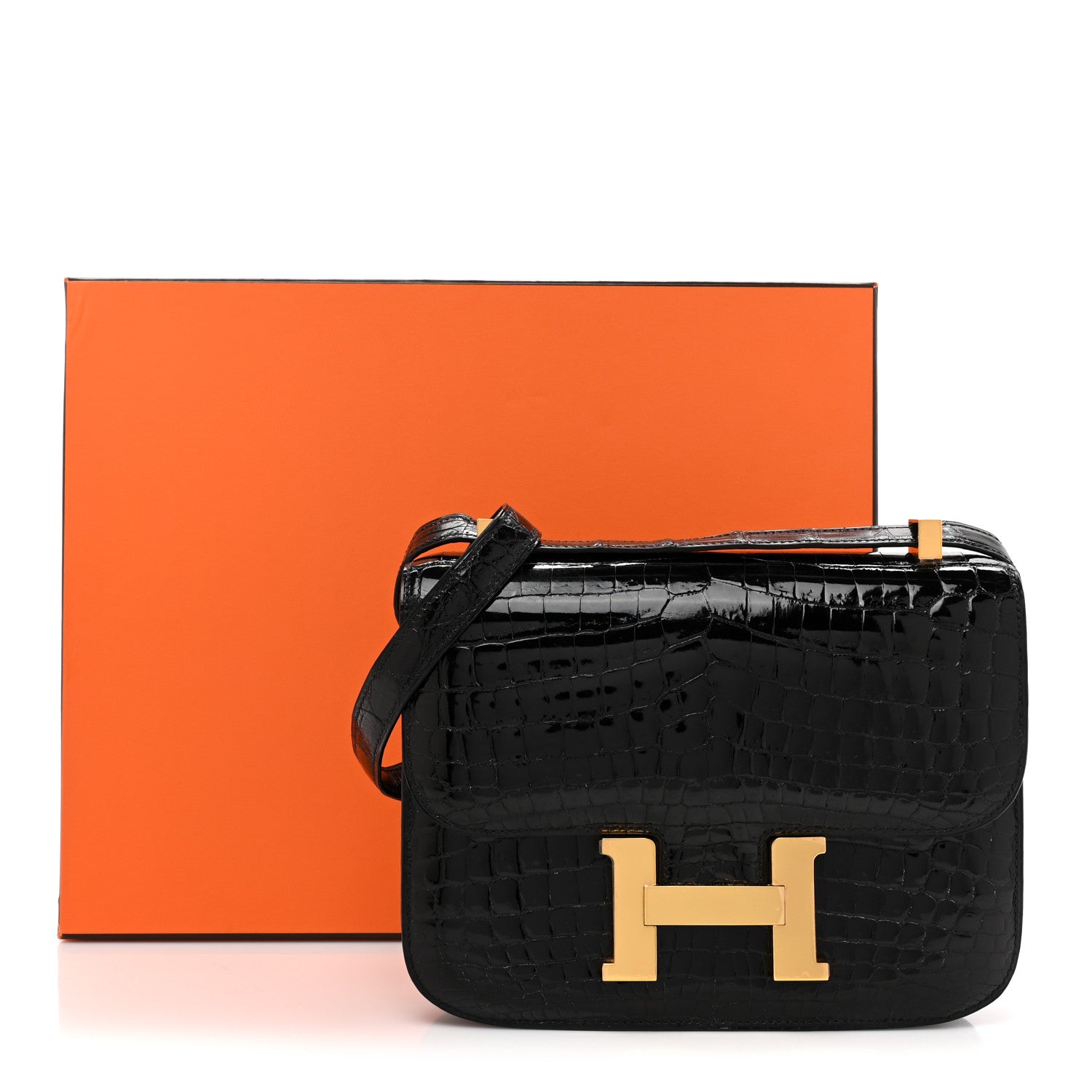 Hermes Shiny Niloticus Crocodile Constance 23 Black 9 of 9