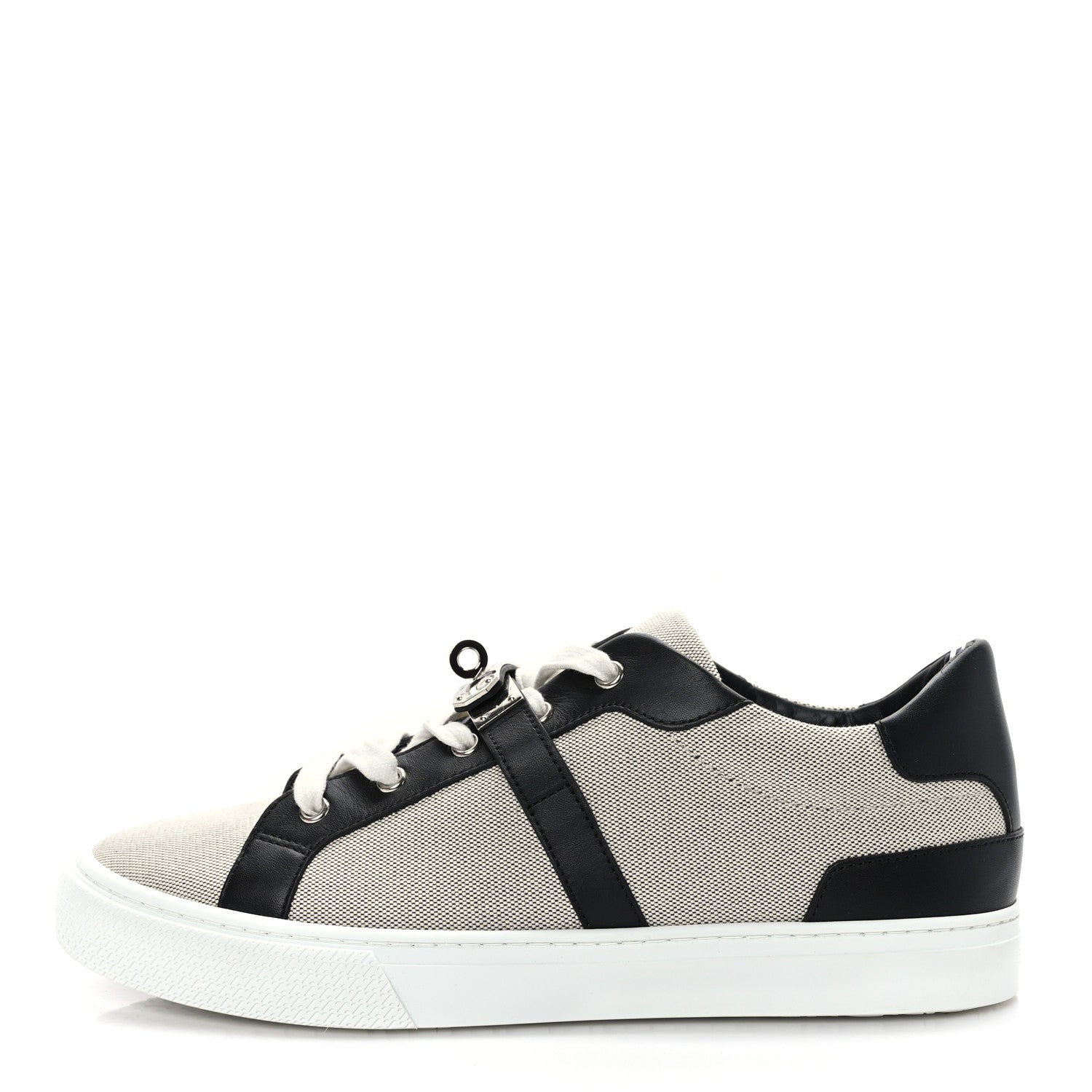 Hermes Calfskin Canvas Day Sneakers 41.5 Black White 1 of 8