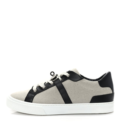 Hermes Calfskin Canvas Day Sneakers 41.5 Black White 1 of 8