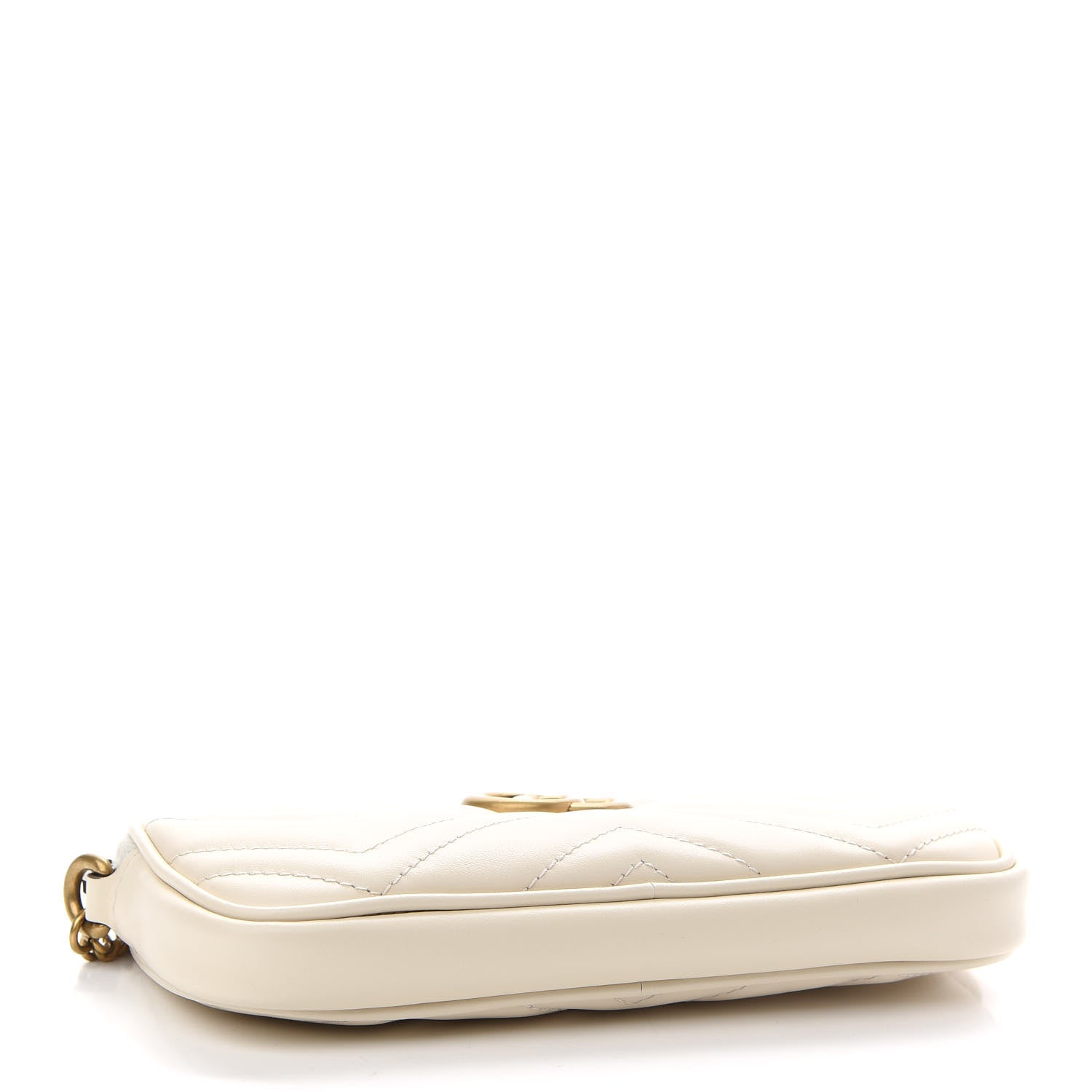 Gucci Calfskin Matelasse Mini GG Marmont Chain Crossbody Bag White 4 of 9