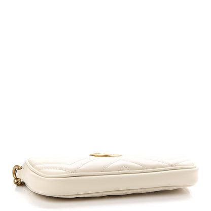 Gucci Calfskin Matelasse Mini GG Marmont Chain Crossbody Bag White 4 of 9