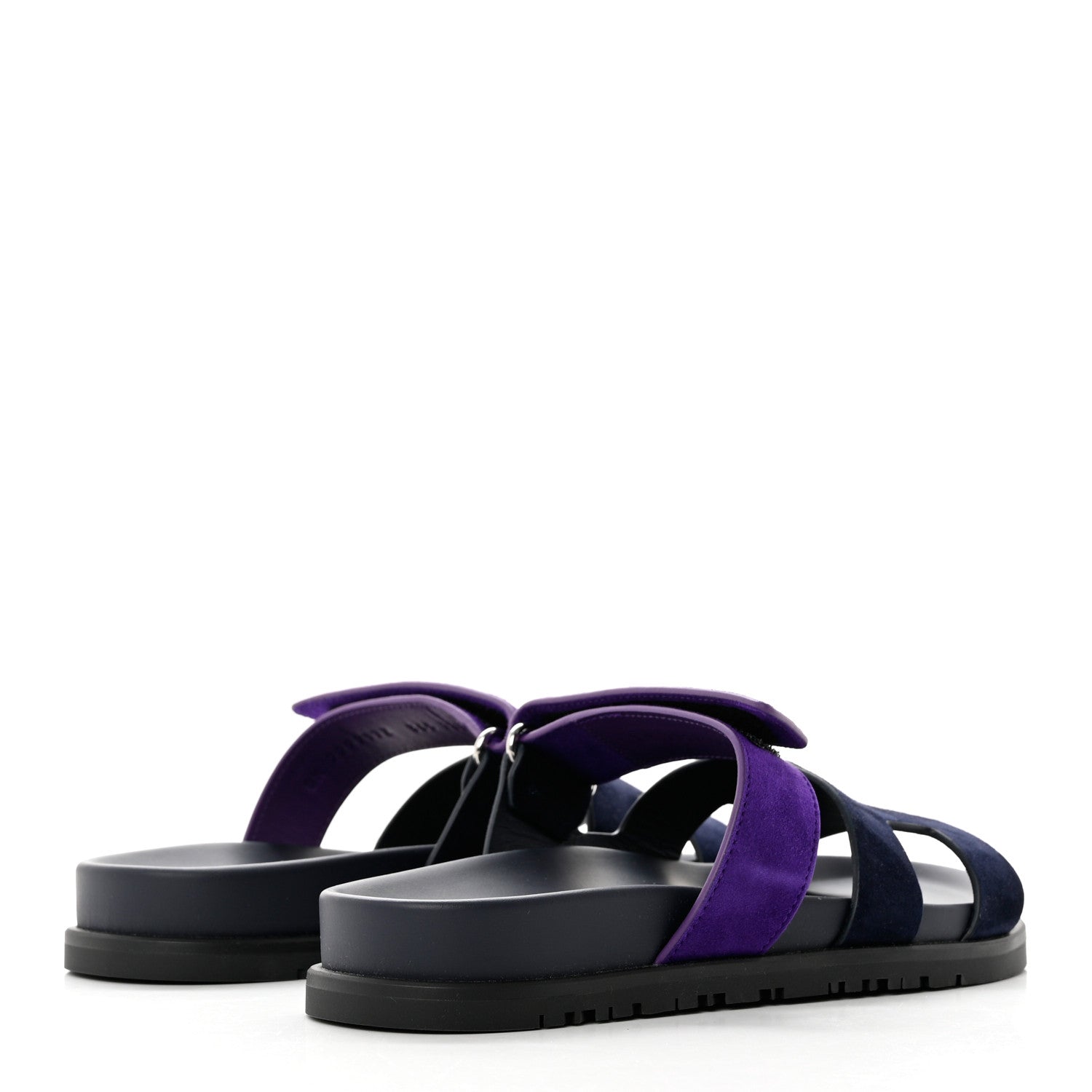 Hermes Suede Goatskin Womens Chypre Sandals 36.5 Marine Violet Majorette 4 of 9