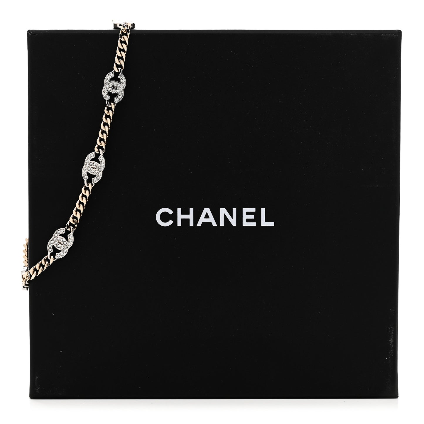 Crystal Chain CC Link Choker Gold Silver