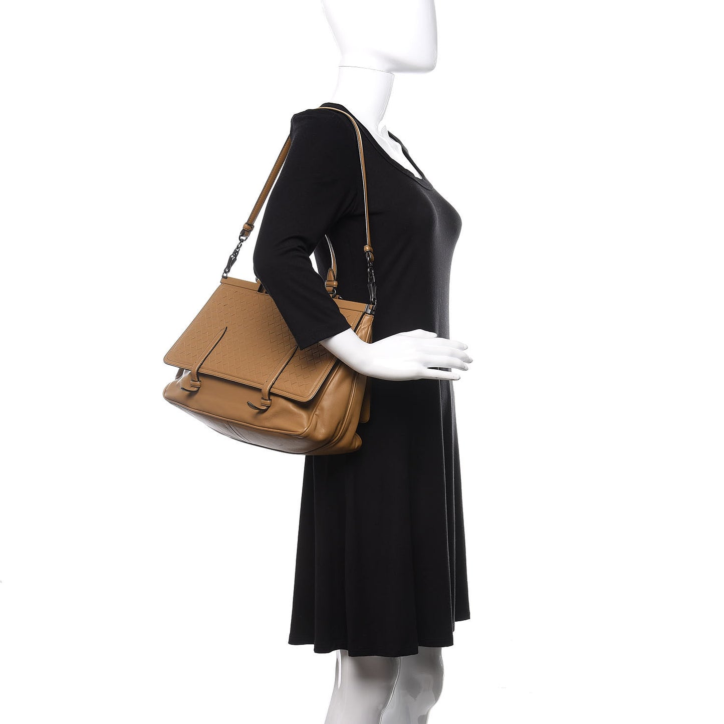 Nappa Intrecciato Medium Monaco Satchel Camel