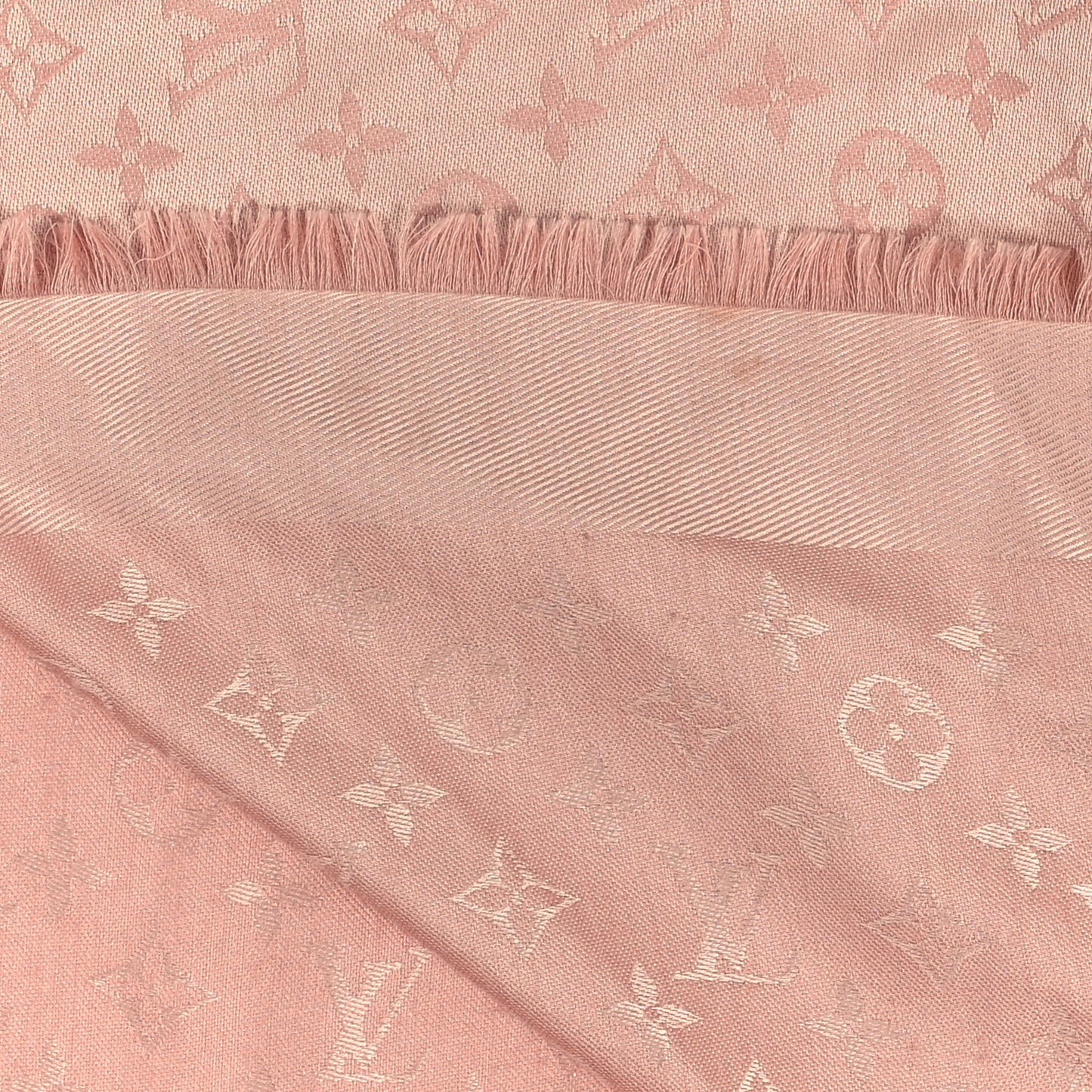 Silk Wool Monogram Shawl Rose