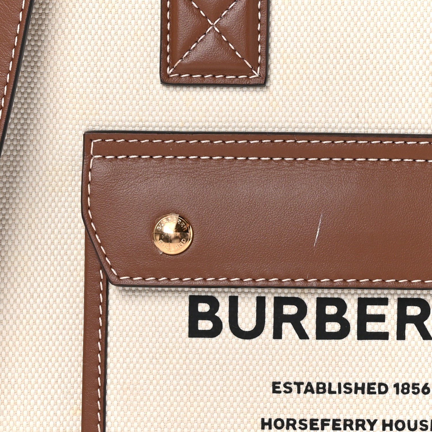 Burberry Canvas Smooth Calfskin Mini Two Tone Freya Tote Brown 9 of 9