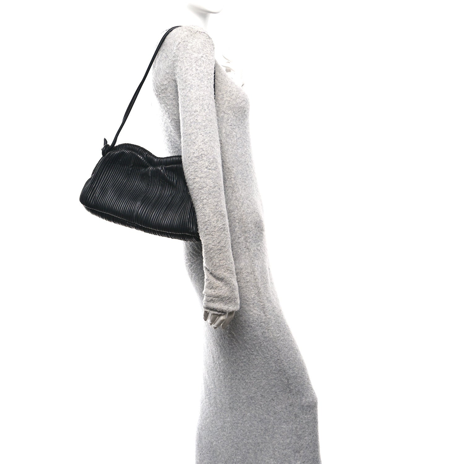 Mansur Gavriel Lambskin Pleated Cloud Oversized Clutch Black 2 of 9