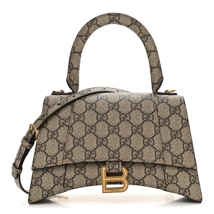 Balenciaga X GUCCI GG Supreme Monogram Small Hourglass Top Handle Bag Beige Ebony 1 of 12