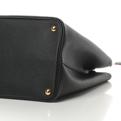 Prada Saffiano Cuir Large Double Bag Black Fuoco 10 of 11