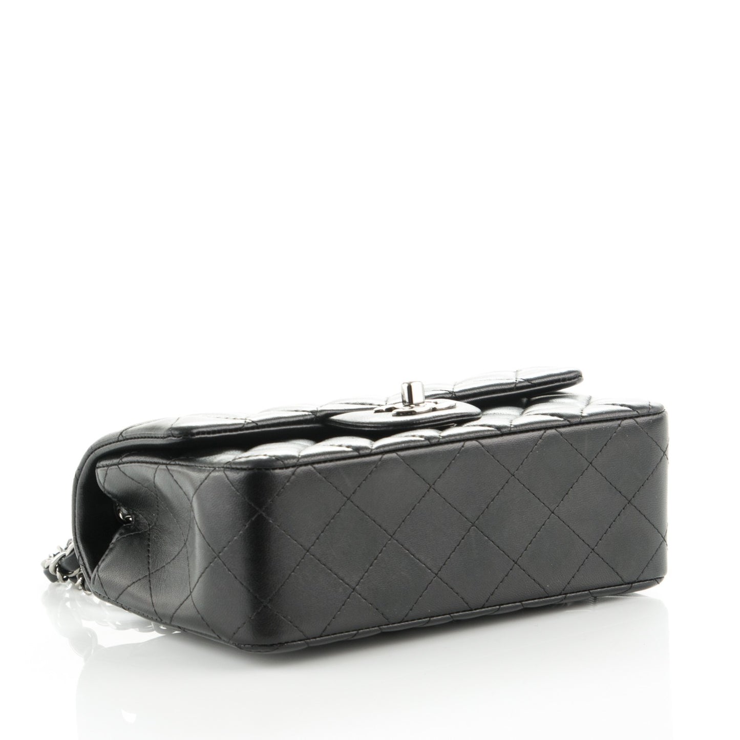 Lambskin Quilted Mini Rectangular Flap Black