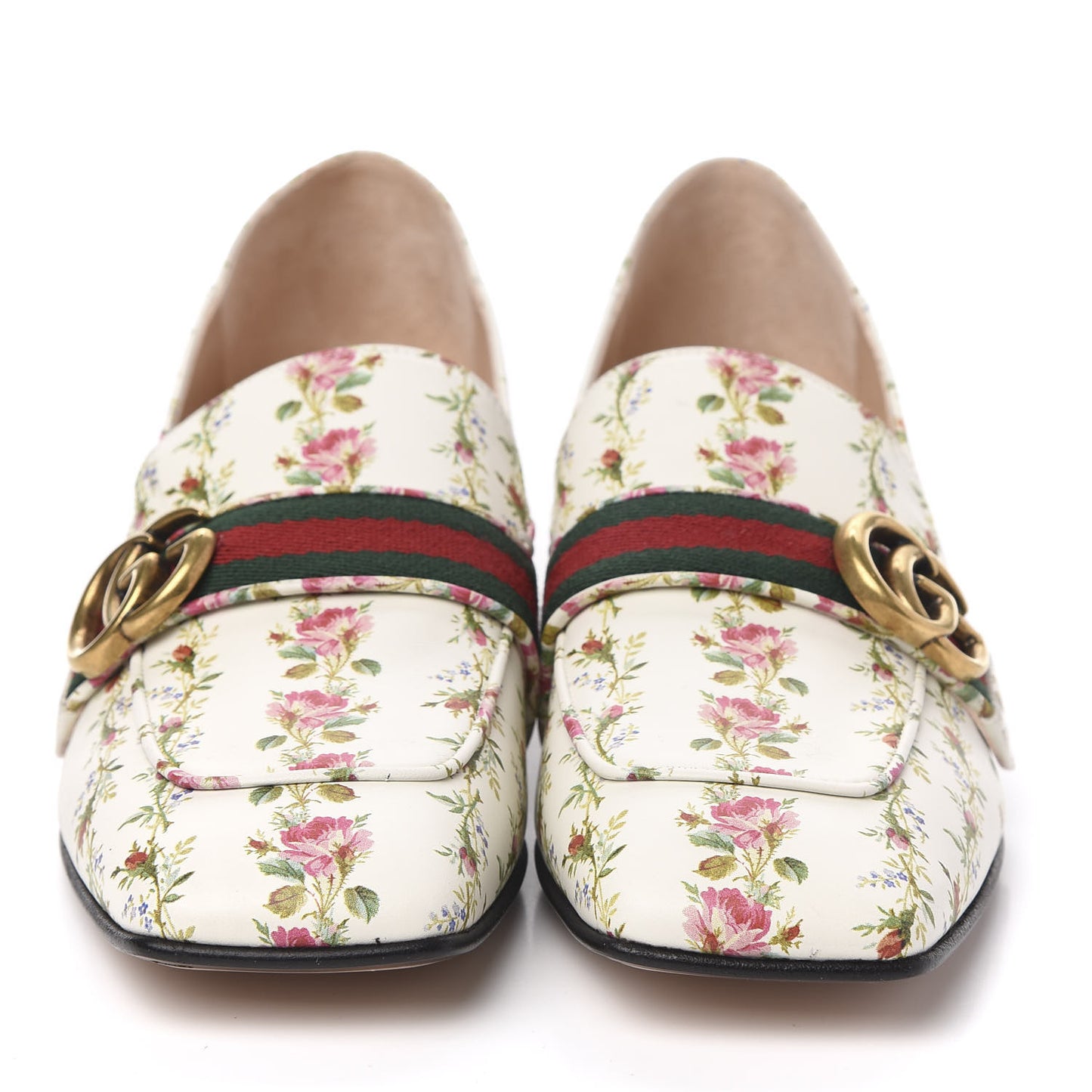 Calfskin Web Pearl Floral Embellished Peyton Loafer 40 White Multicolor