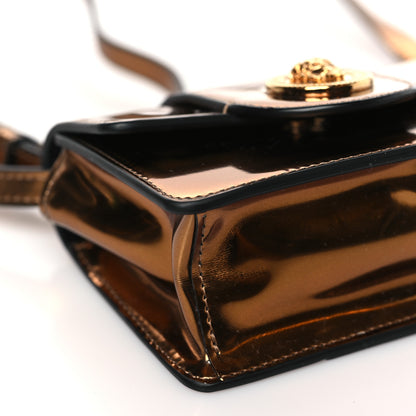 Versace Metallic Laminated Calfskin Mini Medusa Crossbody Bag Tan 7 of 8