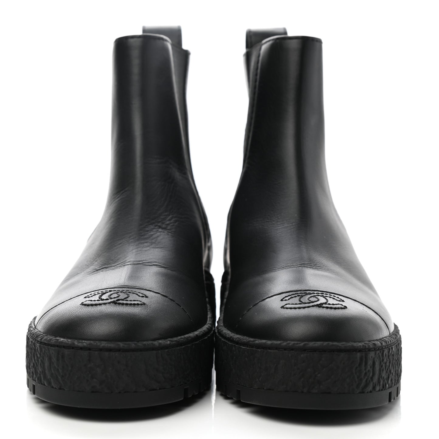 Calfskin Cap Toe CC Ankle Boots 38 Black