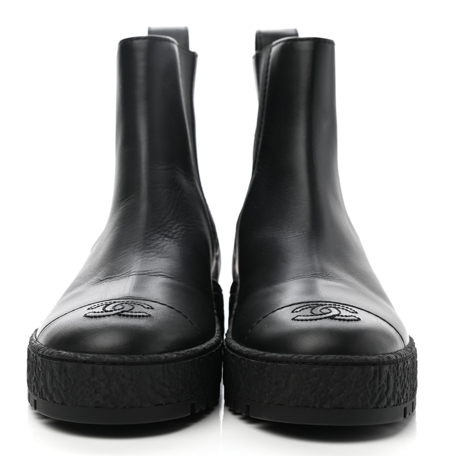 Chanel Calfskin Cap Toe CC Ankle Boots 38 Black 2 of 10
