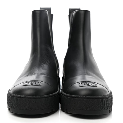 Chanel Calfskin Cap Toe CC Ankle Boots 38 Black 2 of 10