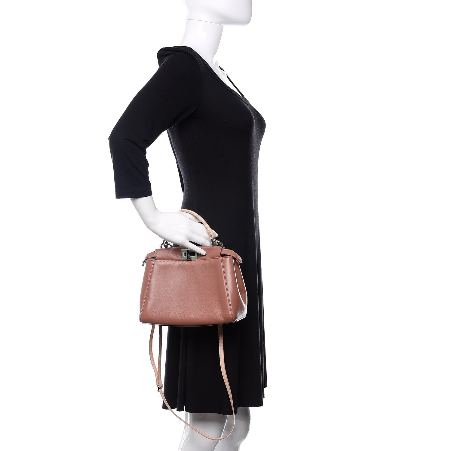 Fendi Nappa Colorblock Mini Peekaboo Iconic Satchel English Rose Plaster Oxigen 3 of 13