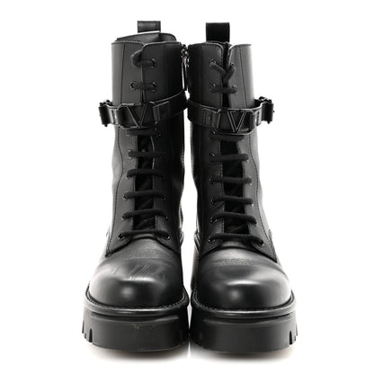 Valentino Garavani Calfskin Vlogo 30/50mm Combat Boots 39.5 Black 3 of 9