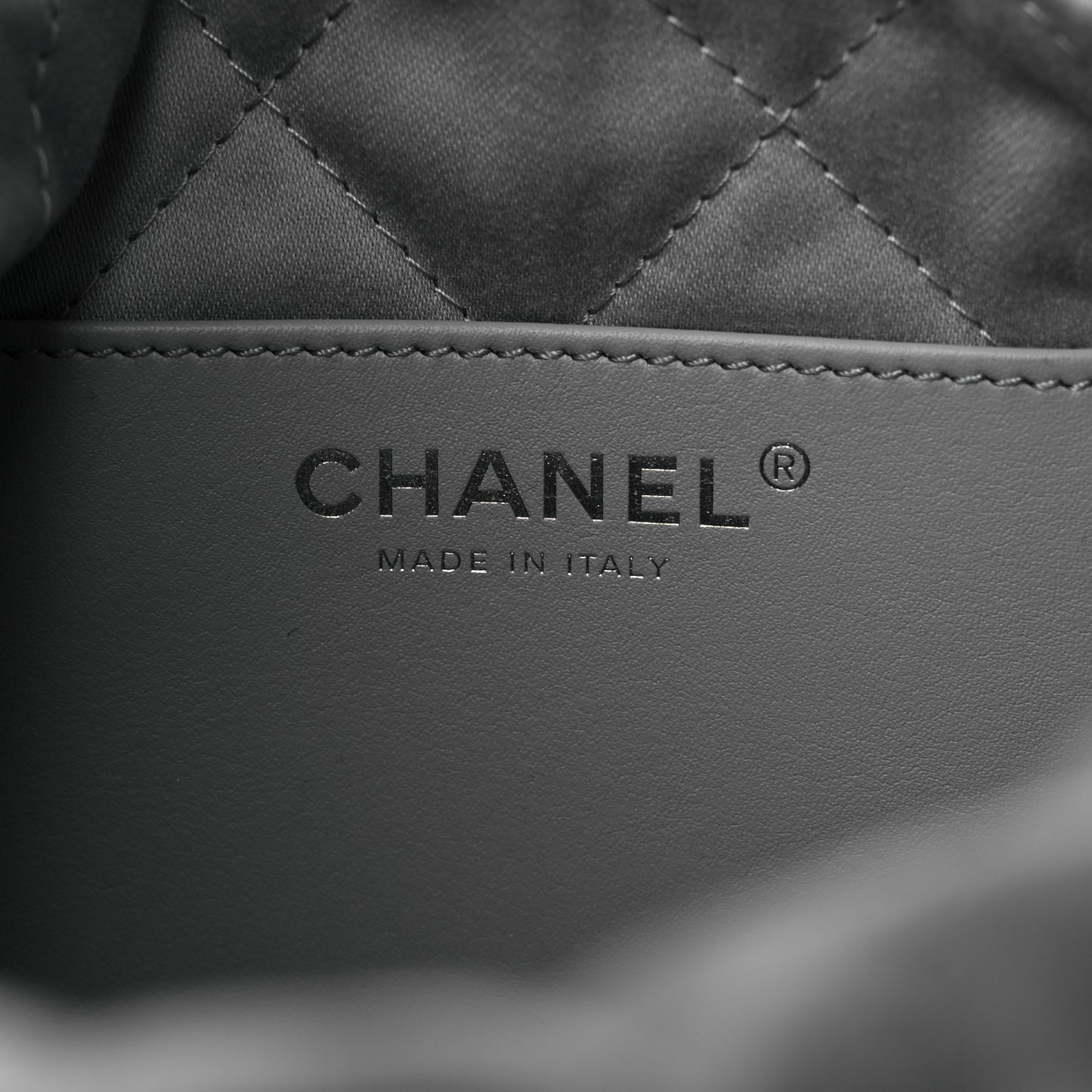 Shiny Calfskin Quilted Mini Chanel 22 Grey