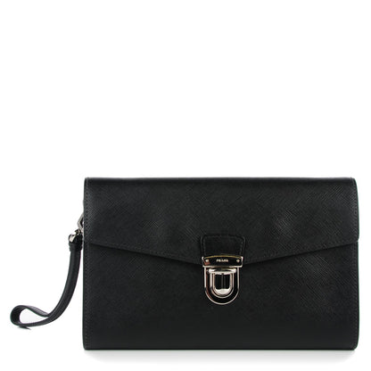 Prada Saffiano Clutch Black 1 of 8