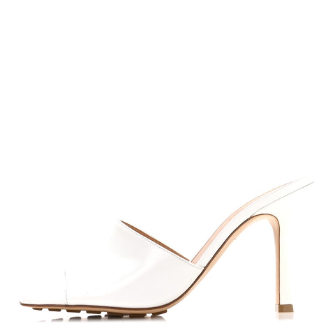 Lambskin Stretch Mule Sandals 40 Optic White