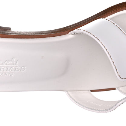 Hermes Box Calfskin Oran Sandals 35.5 White 9 of 10