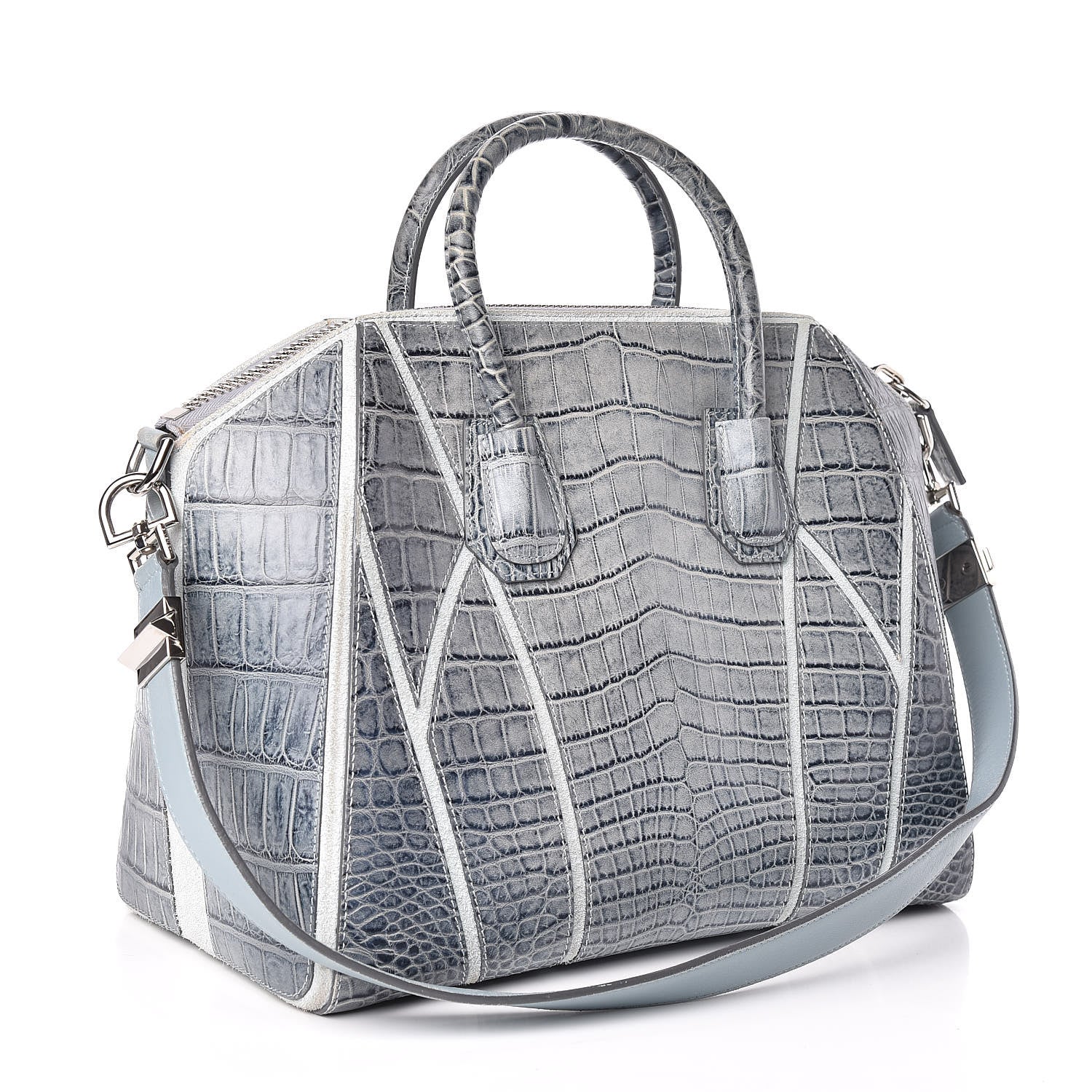Givenchy Calfskin Crocodile Embossed Medium Antigona Blue 3 of 12