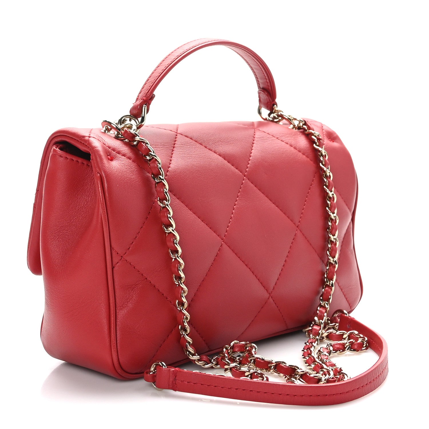 Chanel Lambskin Quilted Small Easy Carry Flap Red 3 of 9