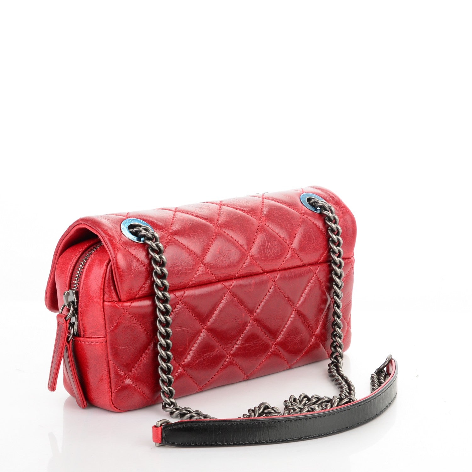 Chanel Glazed Calfskin Quilted Small Duo Color Flap Red 3 of 7