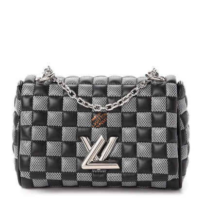 Louis Vuitton Calfskin Damier Twist Shoulder Bag BB Black White 1 of 11