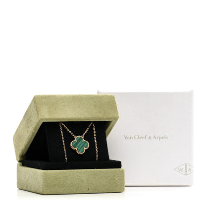 Van Cleef & Arpels 18K Yellow Gold Malachite Vintage Alhambra Pendant Necklace 5 of 5