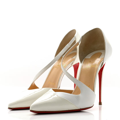 Christian Louboutin Patent Kid Round And Square 100 Pumps 38 Bianco 3 of 12