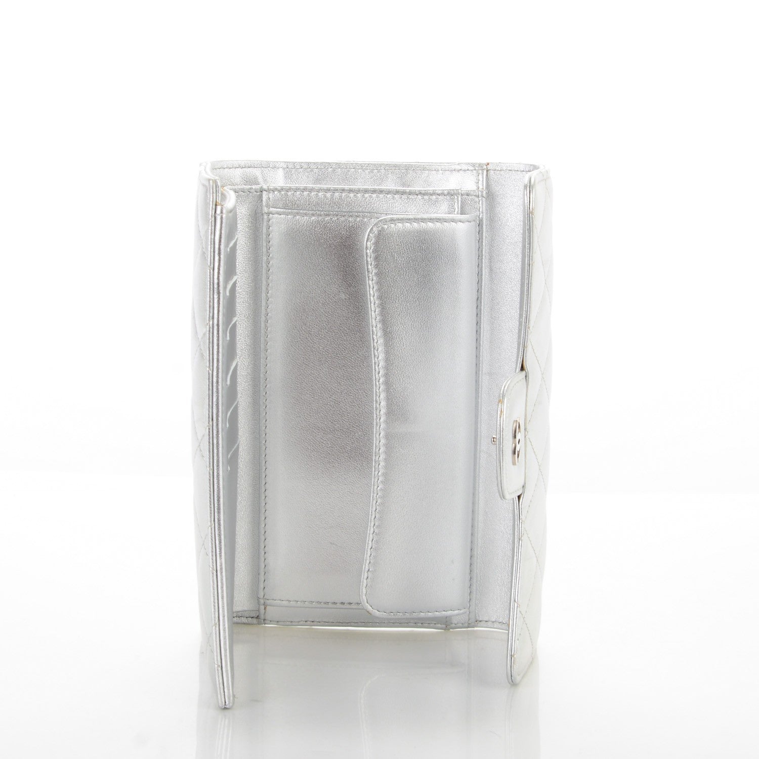 Chanel Metallic Lambskin Quilted Large Flap Wallet Silver 5 of 13
