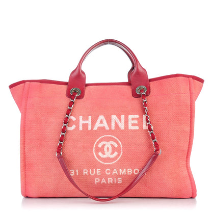 Chanel Canvas Large Deauville Tote Red 1 of 8