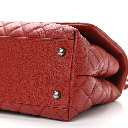 Chanel Caviar Quilted Small Coco Handle Flap Red 10 of 11