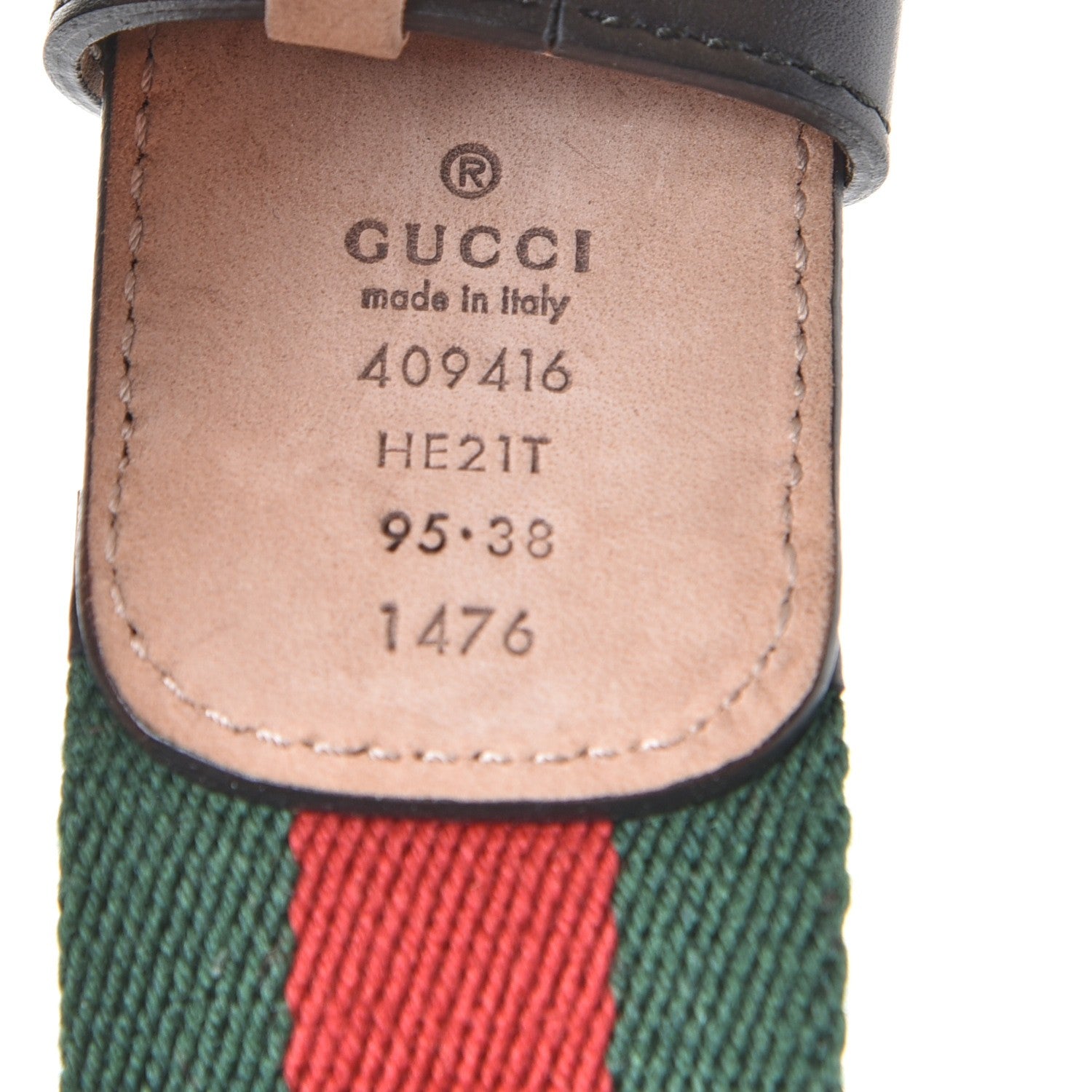 Gucci Nylon Calfskin Double G Web 40mm Belt 95 38 Green Red Black 6 of 7
