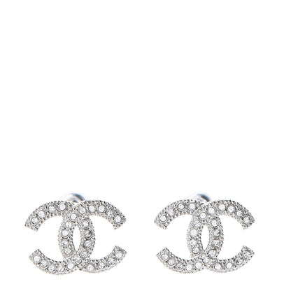 Chanel Crystal CC Earrings Silver 1 of 5