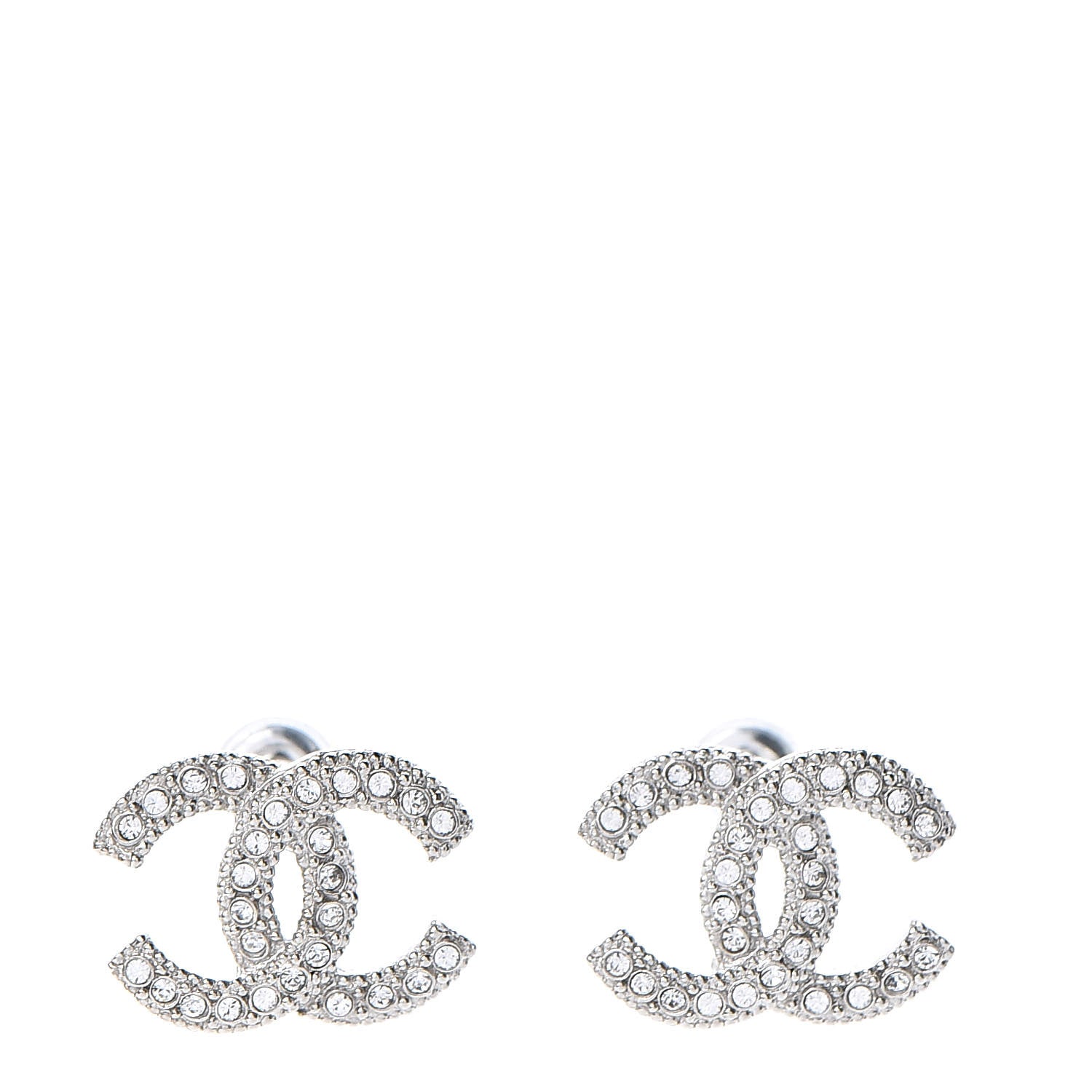 Chanel Crystal CC Earrings Silver 1 of 5