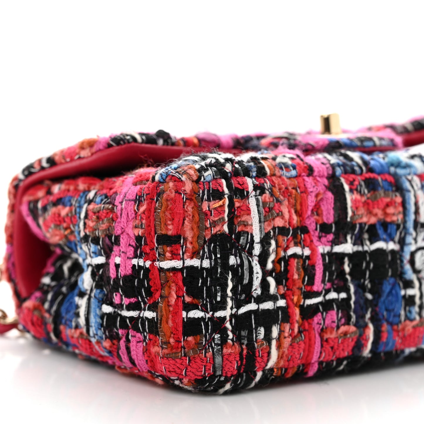 Tweed Quilted Mini Rectangular Flap Red Pink Black