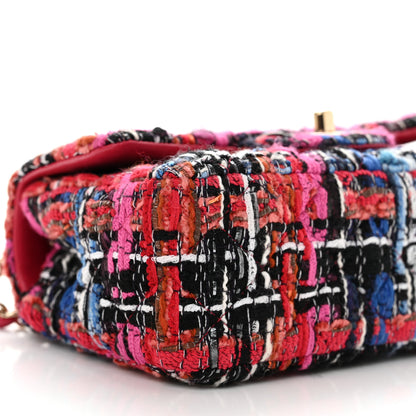 Chanel Tweed Quilted Mini Rectangular Flap Red Pink Black 9 of 10