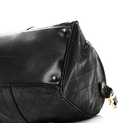 Chanel Calfskin Stitched Duffle Travel Bag Black 9 of 16