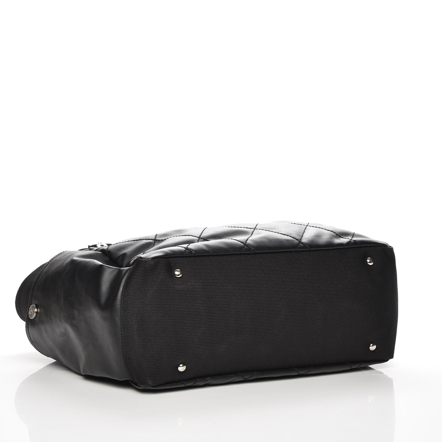 Coated Canvas Quilted Large Paris Biarritz Tote Black