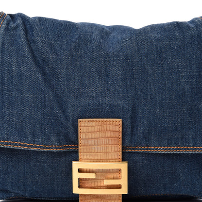 Fendi Denim Lizard Mama Baguette Blue 10 of 10