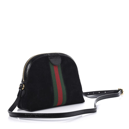 Gucci Suede Patent Web GG Small Ophidia Dome Shoulder Bag Black 3 of 10