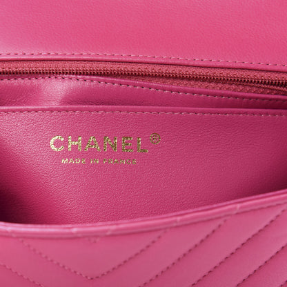 Chanel Lambskin Chevron Quilted Mini Rectangular Flap Fuchsia 6 of 11