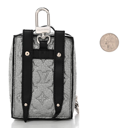 Louis Vuitton Monogram Taurillon Soft Trunk Backpack Pouch Bag Charm Key Ring Silver 2 of 5