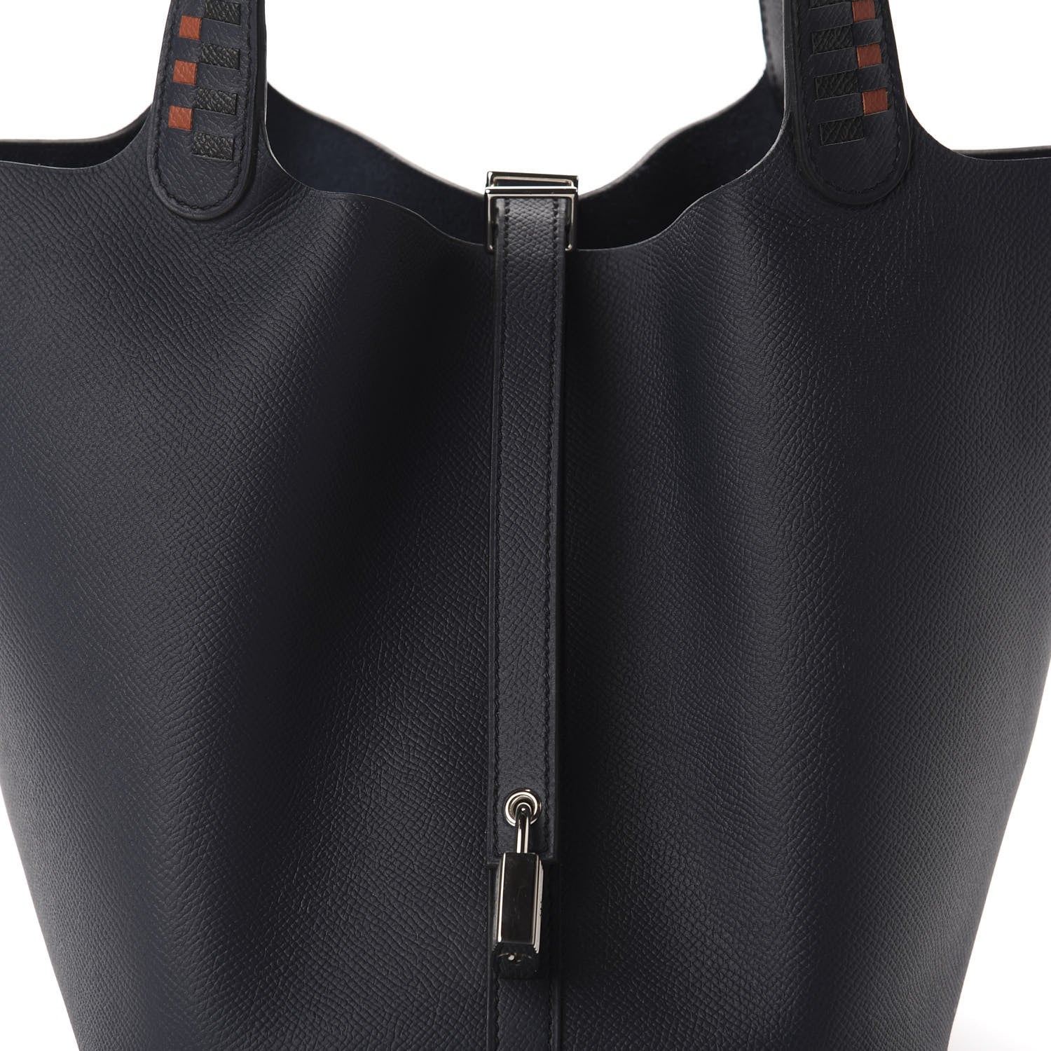 Hermes Epsom Tressage De Cuir Picotin Lock 22 MM Bleu Indigo Black Terre Battue 10 of 11