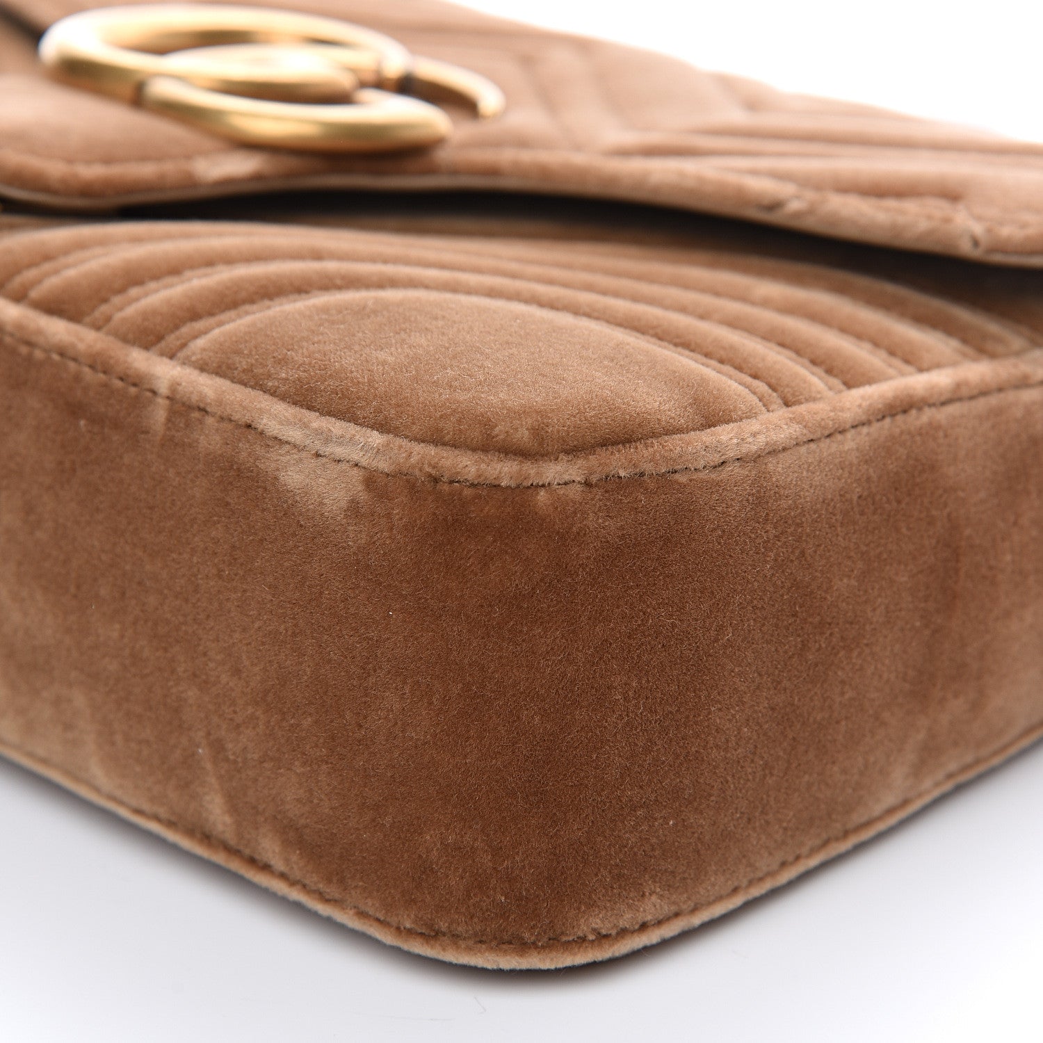 Gucci Velvet Matelasse Medium GG Marmont Shoulder Bag Taupe 9 of 10